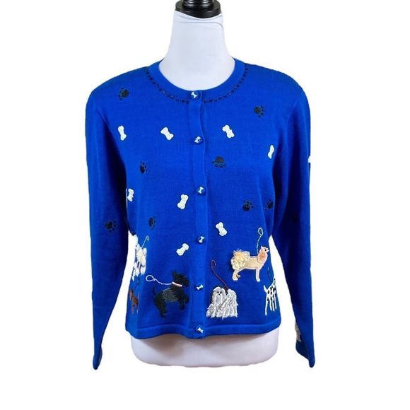 Jack B. Quick Sweaters Jack B Quick Blue 3d Dog Cardigan Nwt Poshmark
